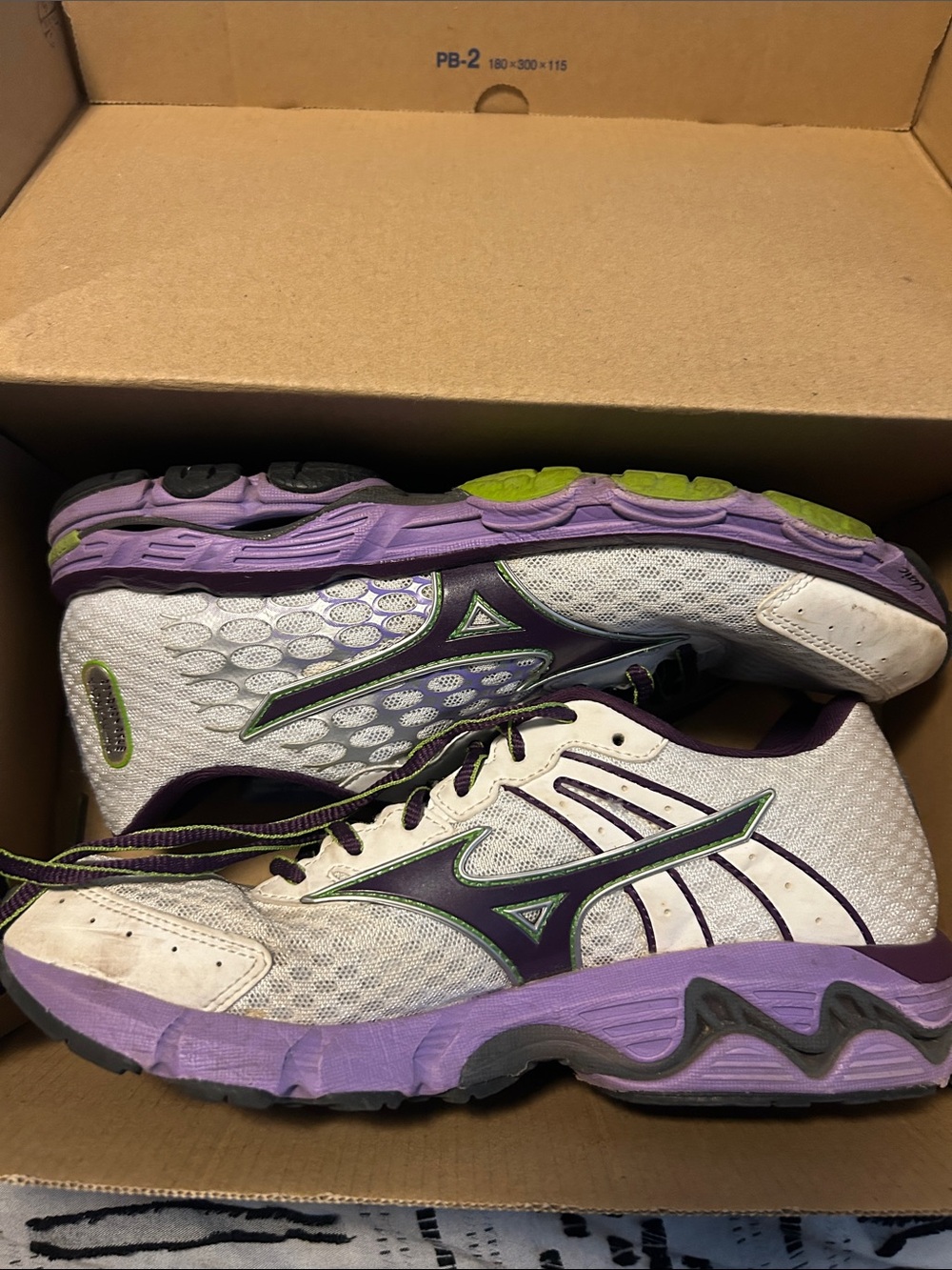 Mizuno Women's White, Purple & Lime Green Running Sneakers